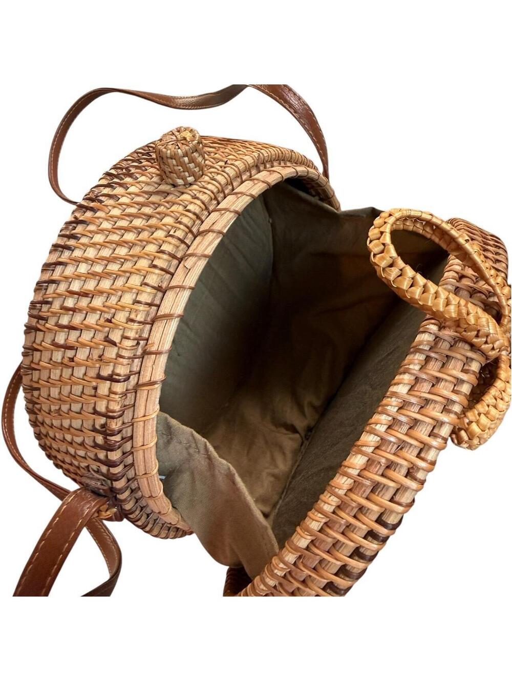 Retro Rattan Wicker Round Purse - Picture 5 of 6